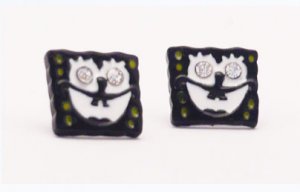 Funky Square Pants Sponge Bob Stud Earrings