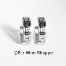 Gothic Silver Pattern Huggie Hoop Earrings