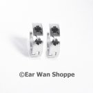 Gothic Silver 4 Clover Leaf Huggie Hoop Earrings