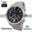 8G 720P HD Waterproof Motion-Activated Spy Watch Cameras Stainless Steel Casing, Hidden Camera