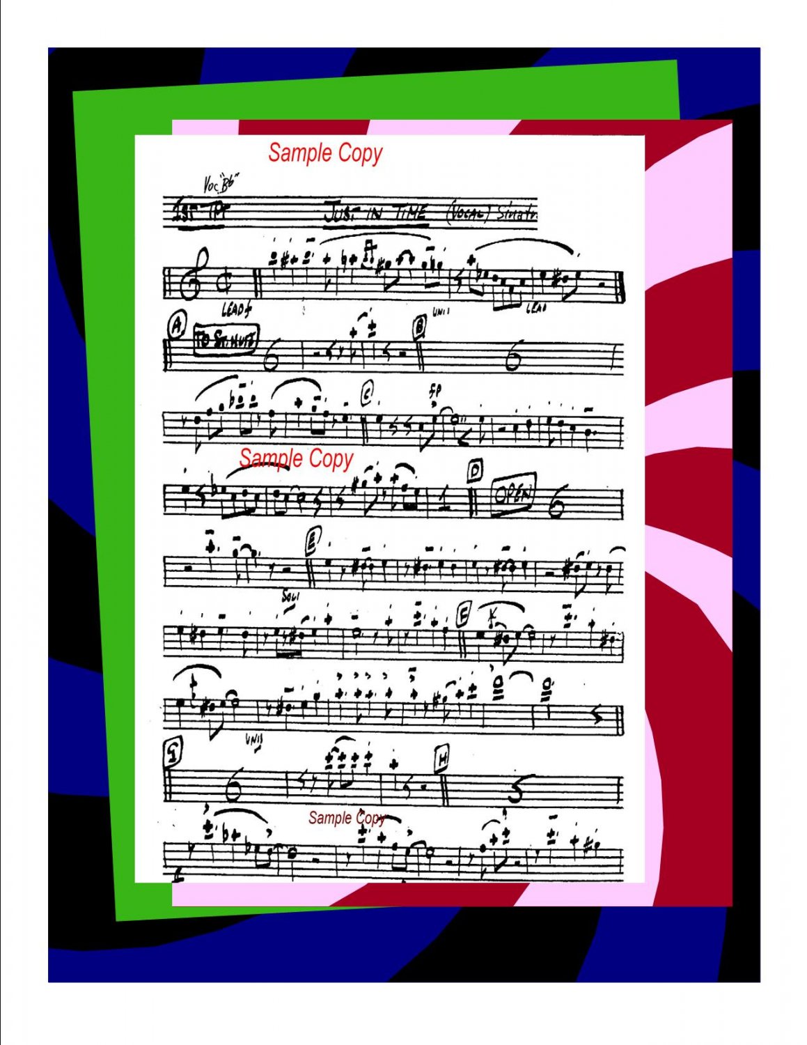 Big Band Arrangement music chart Just In Time PDF
