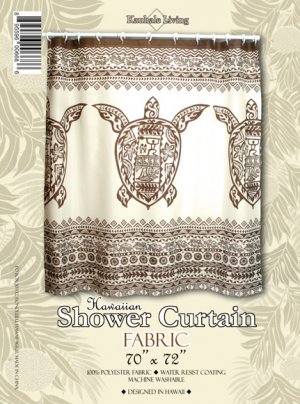 Hawaiian Tropical Fabric Shower Curtain Big Honu Turtle