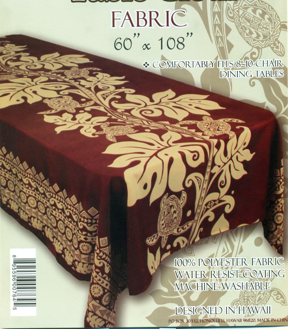 Hawaiian Tropical Fabric Tablecloth 60inch By 108inch (Honu Turtle