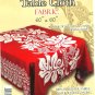 Hawaiian Tropical Fabric Tablecloth 60-inch By 60-inch (Honu Turtle and Monstera, Red color)