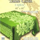 Hawaiian Tropical Fabric Tablecloth 60-inch By 60-inch (Honu Turtle and Monstera, Green color)
