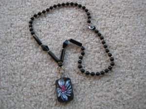 Tropical flower Lampwork Glass Pendant Necklace A