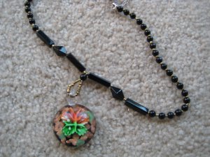 Tropical flower Lampwork Glass Pendant Necklace B