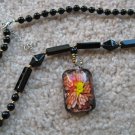 Tropical flower Lampwork Glass Pendant Necklace C