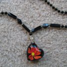 Tropical flower Lampwork Glass Pendant Necklace E