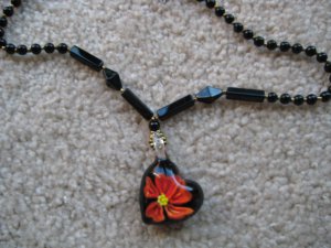 Tropical flower Lampwork Glass Pendant Necklace E