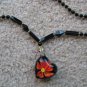 Tropical flower Lampwork Glass Pendant Necklace E