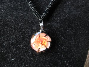 Tropical flower Lampwork Glass Pendant Necklace G