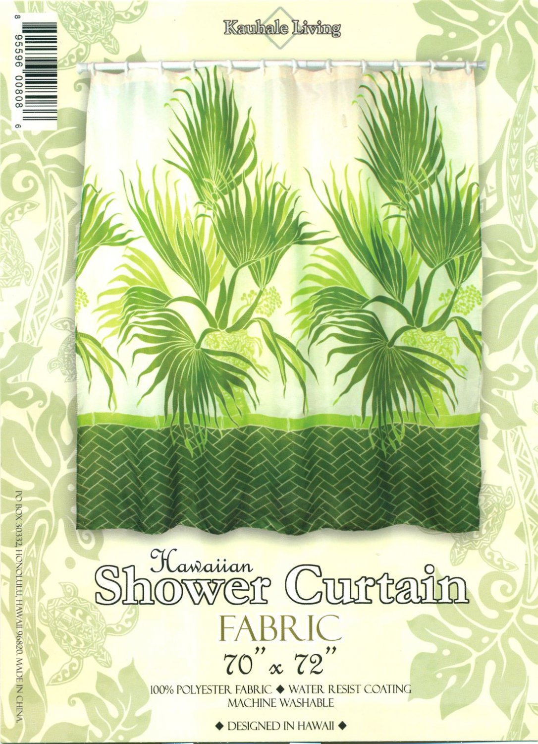 Hawaiian Tropical Fabric Shower Curtain (Fan Palm)