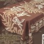 Hawaiian Tropical Fabric Tablecloth 60-inch By 84-inch (Honu Turtle and Monstera, Brown color)