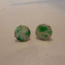 Old jade carved stud earrings 14kt gold Old jade carved stud earrings 14kt gold