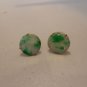 Old jade carved stud earrings 14kt gold