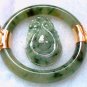Vintage 14K Hinge Translucent Green Jade with Veining Bracelet & Match Certified Pendant