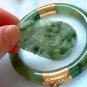 Vintage 14K Hinge Translucent Green Jade with Veining Bracelet & Match Certified Pendant