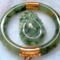 Vintage 14K Hinge Translucent Green Jade with Veining Bracelet & Match Certified Pendant