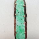 Vintage Mid Century Modernist 14KT Heavy Gold Mount Well Carved Apple Green and White Jade Pendant.