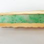 Vintage Mid Century Modernist 14KT Heavy Gold Mount Well Carved Apple Green and White Jade Pendant.