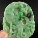 Antique Old Genuine Natural Grade A Jadeite Emerald Jade Pendant Netsuke PHOENIX