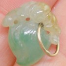 ESTATE 14K YELLOW GOLD CARVED GREEN/YELLOW JADE PEACH PENDANT 3.0g 7/8" W/ BALE ESTATE 14K YELLOW GOLD CARVED GREEN/YELLOW JADE PEACH PENDANT 3.0g 7/8" W/ BALE
