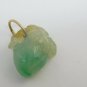 ESTATE 14K YELLOW GOLD CARVED GREEN/YELLOW JADE PEACH PENDANT 3.0g 7/8" W/ BALE