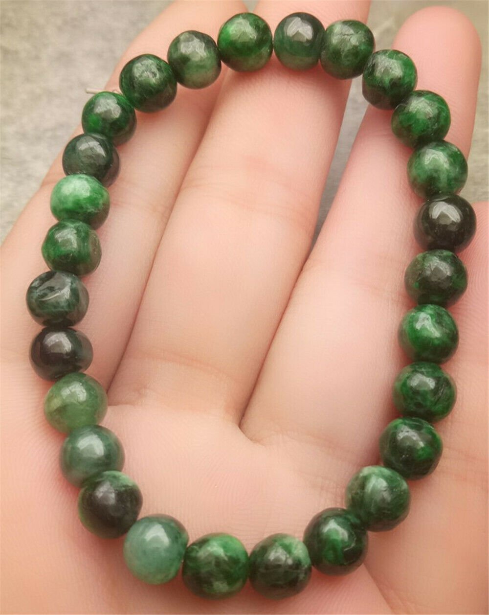 Certified Oily Green Natural A Jade Jadeite Handmade 5mm Beads Stretchy ...