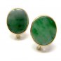 14k Yellow Gold Jadeite A Jade Screw On Earrings 15x13mm