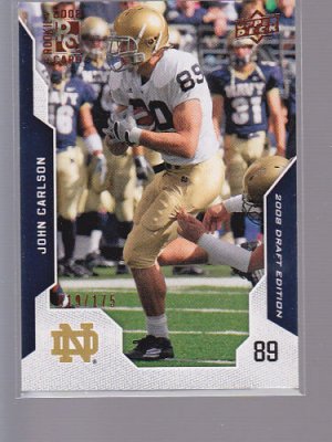 2009 UD Draft JOHN CARLSON NUMBERED TO 175 (stkft48)