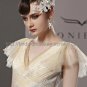 Tulle V-neck Ca Sleeve Evening Dress Beaded Prom Dress
