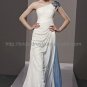 One Shoulder White and Blue Prom Dress 2012 Evening Dress