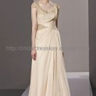 Cap Sleeve Beaded Long Evening Dress