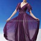V-neck Purple Evening Dress