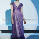 V-neck Cap Sleeve Purple Evening Dress Mother Dress