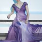V-neck Cap Sleeve Purple Evening Dress Mother Dress