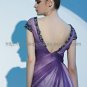 V-neck Cap Sleeve Purple Evening Dress Mother Dress