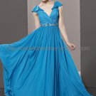 V-neck Blue Evening Dress