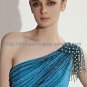 High Quality One Shoulder Blue Evening Dress