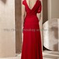 V-neck Red Evening Party Dress