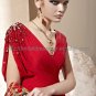 V-neck Red Evening Party Dress