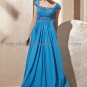 Cap Sleeve Blue Evening Party Dress