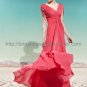 Long V-neck Red Evening Dress 2012