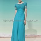 Short Sleeve Blue Green Evening Party Dress