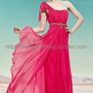 Simple One shoulder Red Evening Dress