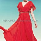 V-neck Red Prom Dress Bridesmaid Dress