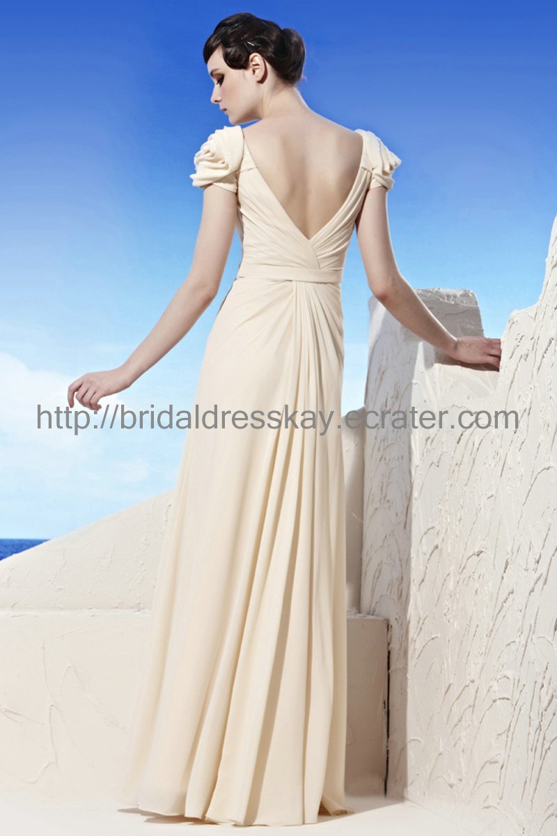 Pastel Yellow Prom Dress V Neck Evening Dress Y6369