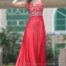 A line V-neck Red Evening Bridesmaid Prom Ball Party Dress