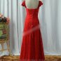 Cap Sleeve Red Floor Length Formal Evening Prom Party Dress Bridesmaid Dress